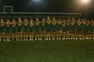 Australian Schoolboys line up to sing ADVANCE AUSTRALIA FAIR