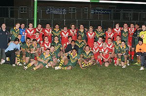 Wales U18's with the Australian Schoolboys after the test match