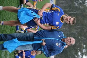 Nene McDonlad (Kirwan SHS) recieves his QSSRL Player of the Match Award from Mr. Phil Hall (Photo : OurFootyMedia) 