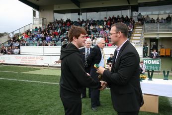 Andrew VELA recieves his QSSRL PLAYER of the Championship Trophy (Photo's : OurFootyMedia) 