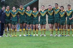 NSWCCC Coach Mr. Tim White with his 10 NSWCCC 2012 Australian Schoolboys (Photo : OurFootyMedia)