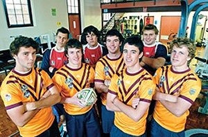 Ethan McKenzie, Jay Stevens, Robbie Rochow, (front) Michael Gavan, Liam Higgins, Luke Stewart, Taylor Matthews and Hayden Crouch in two representative sides at a recent trial event in Sydney.