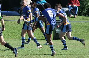 Kell kicks the ball for touch - Parramatta Eels SG Ball Vs NSW CCC U 18's (Photo : ourfooty media)