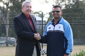 The 1st NSWCCC 1st President Charles McGee and with current President Nal Wijesekera (Photo : ourfootymedia)