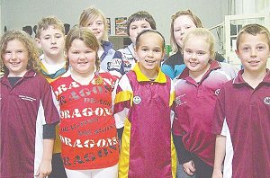 Wellington Primary School students showing support for their football teams by wearing their colours