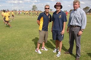 St John’s College rugby league coaches Brett Murphy, Andy Haycock and Greg McIntosh at training this week in preparation for the start of the schools representative season today in the Arrive Alive Cup at Apex Oval.