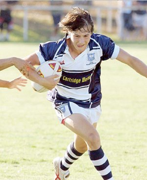 Kyle Philpot Wagga Wagga High School running in last years Hardy Shield 