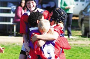 Knights side could not contain their excitement after beating the Roosters in the under 11 junior rugby league intra-town competition.